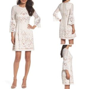 Eliza J Bell Sleeve Lace Fit & Flare Dress